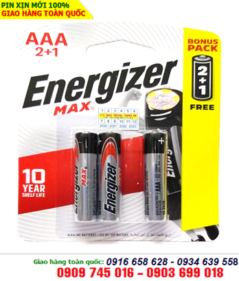 Energizer E92, LR03; Pin AAA 1.5v Alkaline Energizer E92, LR03 chính hãng (Xuất xứ Singapore) Vỉ 3viên